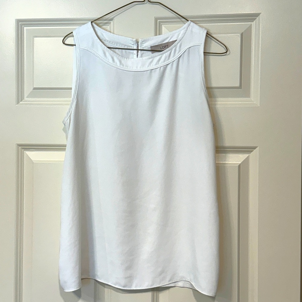 White dressy tank top. Can be dressed down.